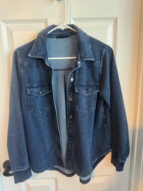 Jane and Delancey Indigo Denim Button-Front Shirt Jacket